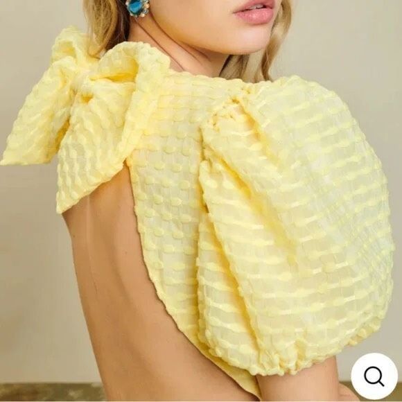 DREAM Sister Jane Sherbet Bow Mini Dress in Yellow size small - Picture 8 of 8